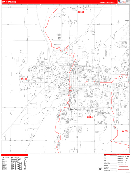 Idaho Falls Zip Code Wall Map